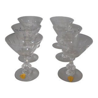 Clear Etched Crystal Stemware S/6 For Sale
