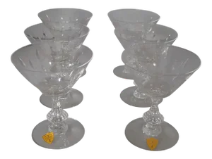 Clear Etched Crystal Stemware S/6