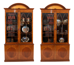 Vintage English George III Revival Library Bookcases, Set of 2