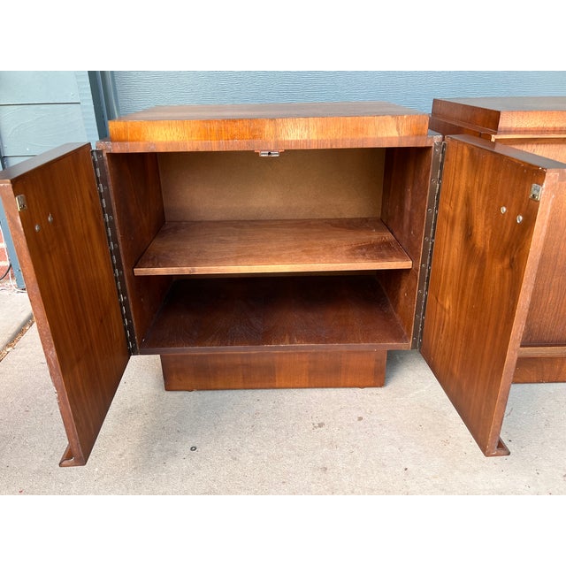 Wood 1970s Pair of Tobago Brutalist Walnut Nightstands For Sale - Image 7 of 12