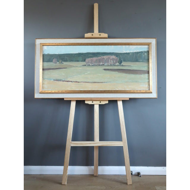 Mid-Century Modern 1959 Mid-Century Modern 'Fields at First Light' Vintage Swedish Original Landscape Oil Painting, Framed For Sale - Image 3 of 12