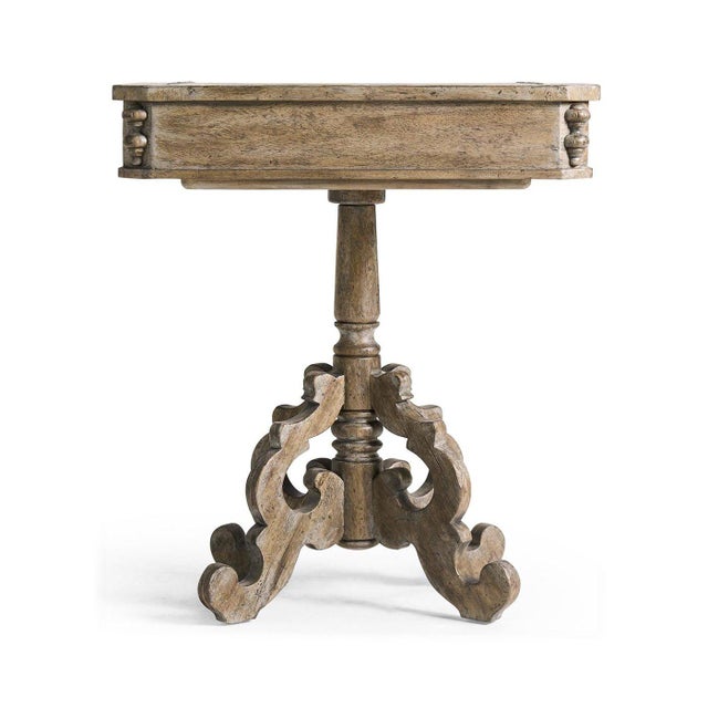 French Country Rustic Oak French Country Pedestal Side Table For Sale - Image 3 of 9