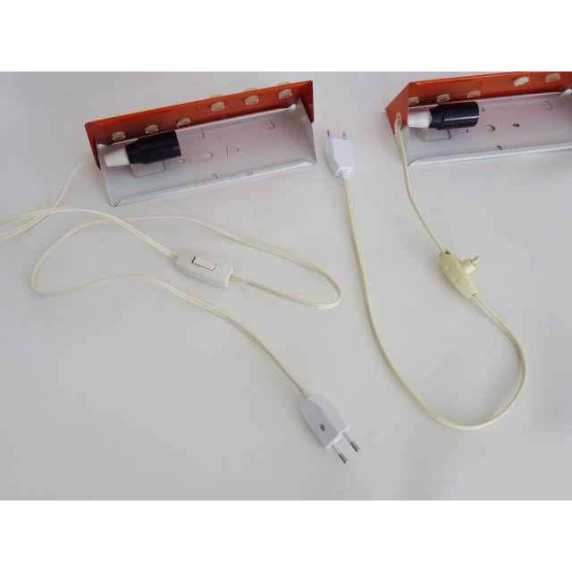 Orange Scandinavian-Style Orange Metal Wall Sconces with Swiveling Shutters, 1970s For Sale - Image 8 of 11