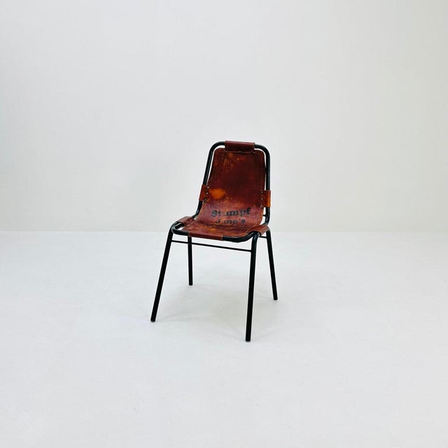 Bauhaus Les Arcs Cognac Leather Chair by Charlotte Perriand, 1980s For Sale - Image 10 of 11