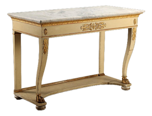 Restoration Console in Lacquered and Gilded Walnut