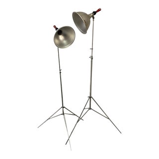 Pair of Vintage Industrial Photographer's Floor Lamps by Smith-Victor For Sale