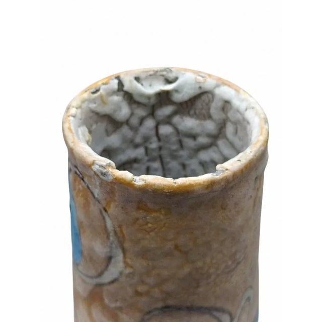 1950s Glazed Terracotta Vase Decorated with Treatral Motifs from C.A.S. Vietri, Italy 1950s For Sale - Image 5 of 9