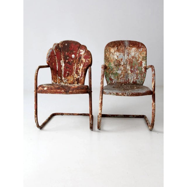 Mid-Century Modern Mid-Century Metal Patio Chairs Pair For Sale - Image 3 of 11