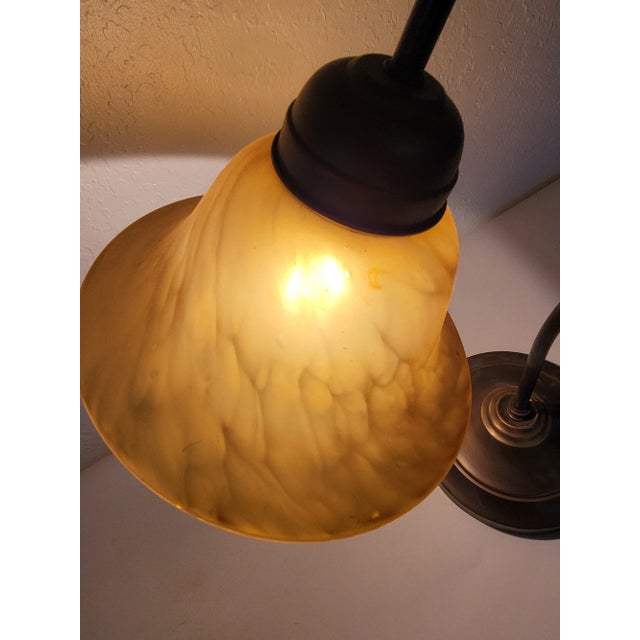 VIntage Desk Lamp With Amber Mixed Glass Glow Shade This lamp to give a nice ambiance at night and very good for using...