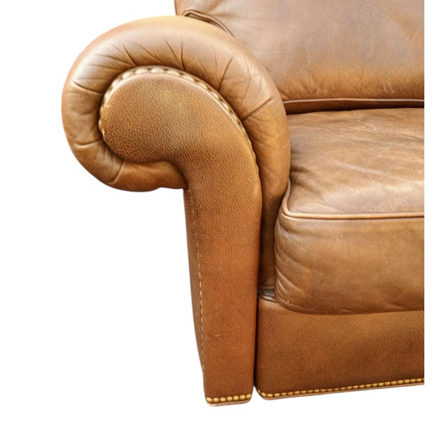 Animal Skin Experience the Pinnacle of Classic Comfort With Premium Hancock & Moore Leather Club Chair & Matching Ottoman For Sale - Image 7 of 10