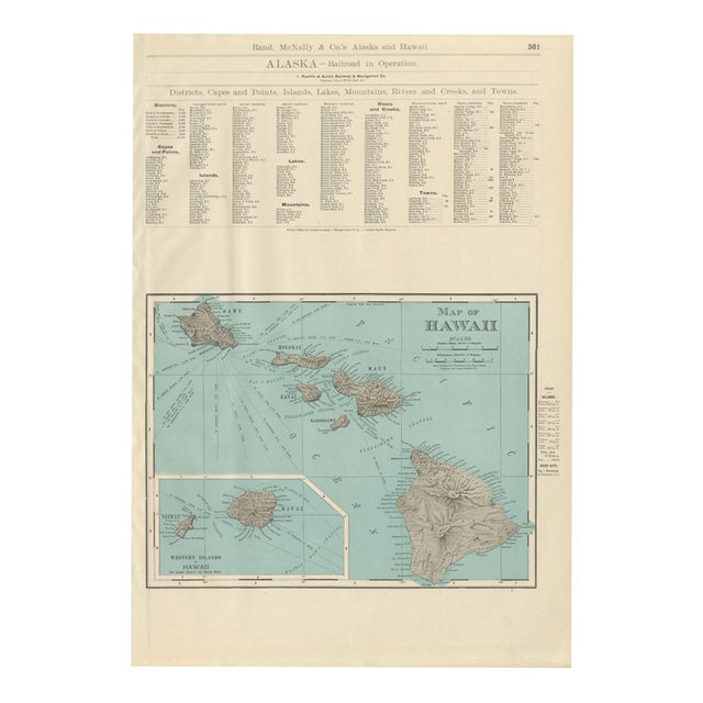 Antique Map of Hawaii with Oahu and Honolulu by Rand McNally, 1899 For Sale