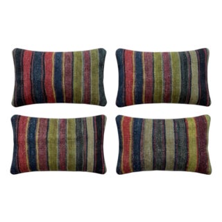 Anatolian Lumbar Kilim Pillow Cover 16'' X 24'' - Set of Four For Sale