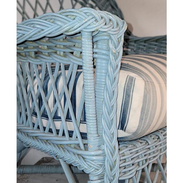 1920s Bar Harbor Robin Egg Blue Wicker Rocker For Sale In Los Angeles - Image 6 of 6