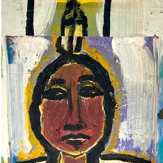 Folk Art Americana Painting portrait of Sitting Bull by Artist Eric Legge Acrylic paint on wood and particle board signed...