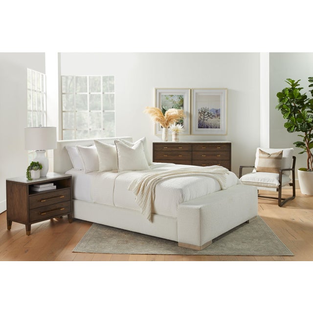 Tan Warren Cal King Bed, LiveSmart Boucle-Snow For Sale - Image 8 of 12