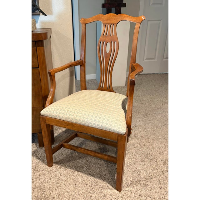 English Vintage Pair of Georgian III Style Mahogany Armchairs With Upholstered Seats For Sale - Image 3 of 12