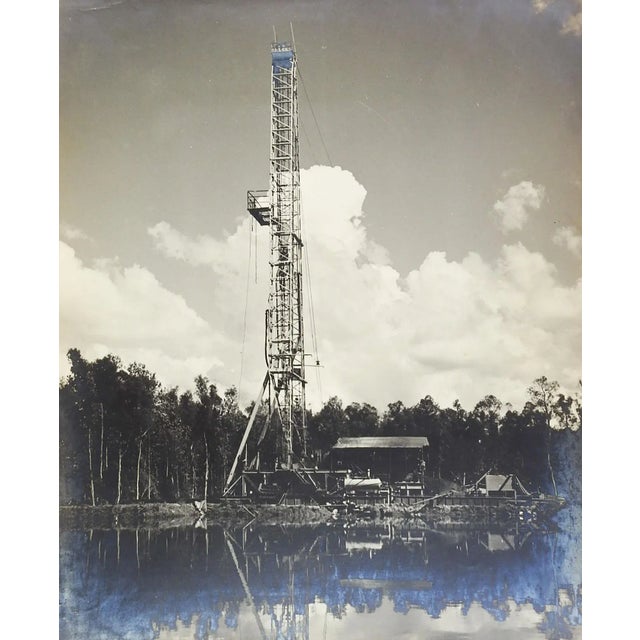 Mid-Century Modern Mid Century Black & White Photograph of Oil Well Drilling Rig For Sale - Image 3 of 3