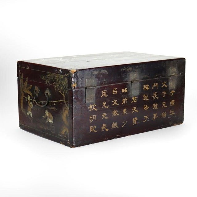 Antique Chinese Polychromed Chinoiserie Document Box C1890 For Sale - Image 6 of 16