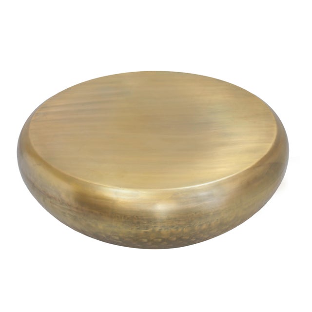 Pasargad Home Helios Drumm Shape Coffee Table, Brass For Sale - Image 4 of 9
