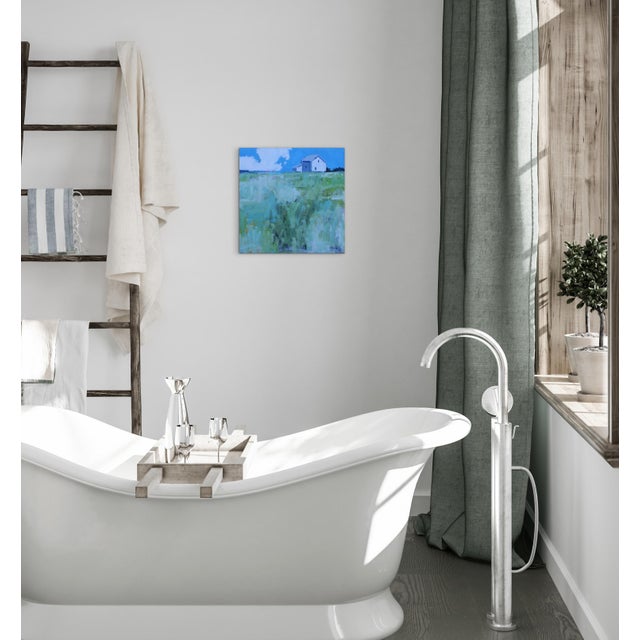 2020s White Barn on the Horizon – Contemporary Landscape Oil by L Haas For Sale - Image 5 of 10