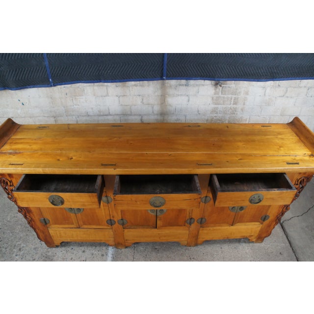 Mid 19th Century Monumental Antique Chinese Qing Dynasty Elm Altar Coffer Sideboard For Sale - Image 9 of 13
