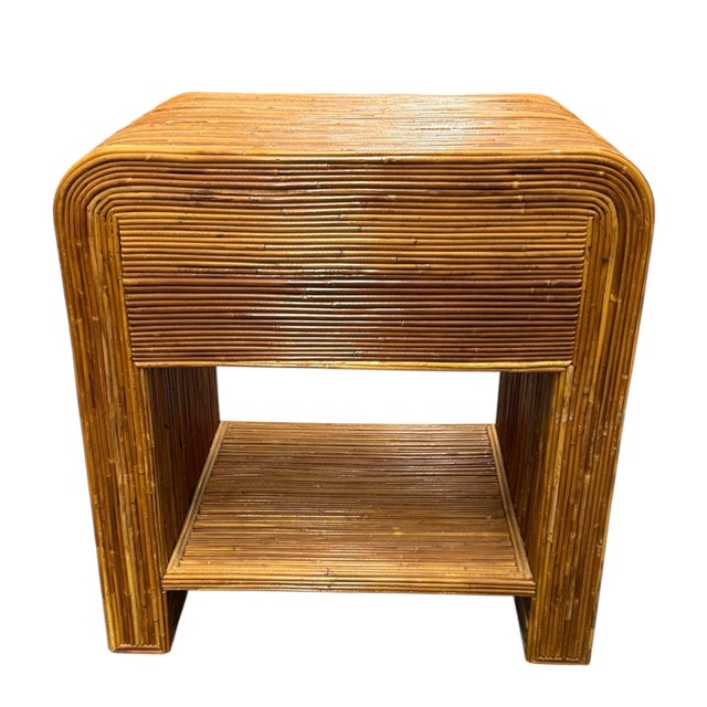 Crespi Style Pencil Reed Nightstand With Drawer For Sale In Miami - Image 6 of 10