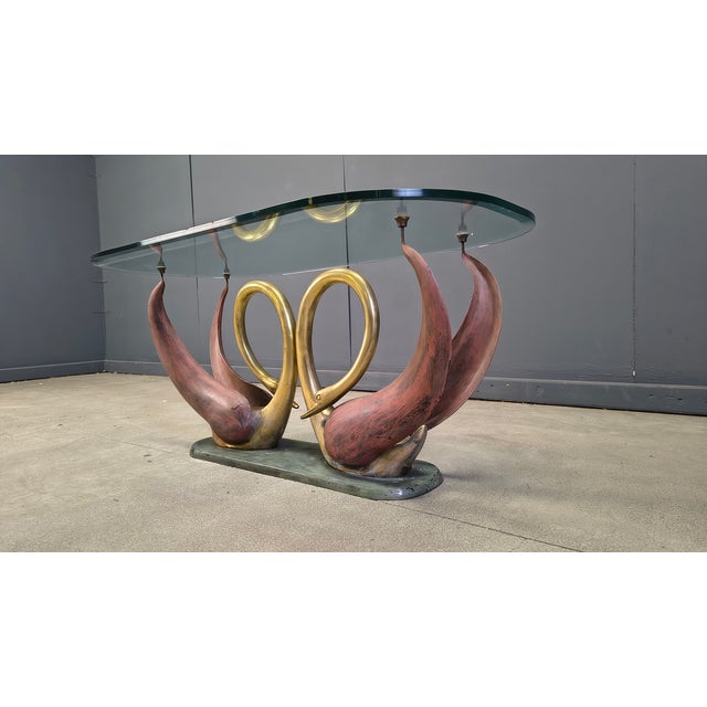 Vintage Brass Swan Coffee Table, 1970s For Sale - Image 4 of 10