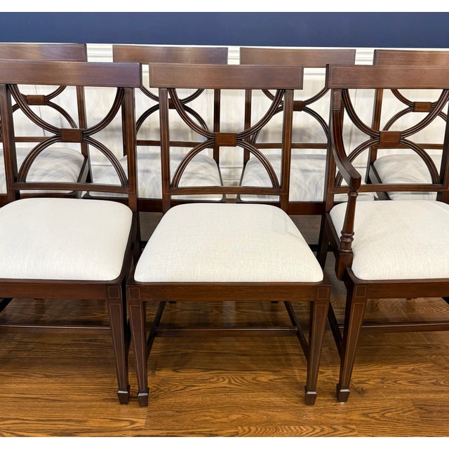 Wood Set of Eight Adams Style Mahogany Dining Chairs by Leighton Hall - Showroom Samples For Sale - Image 7 of 14