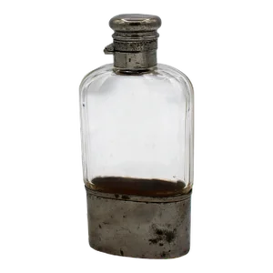 Mid-19th Century Blown Crystal Flask With Silver Plated Fittings
