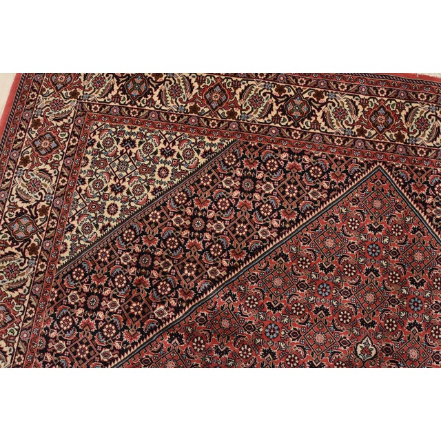 Textile Fine Bidjar Rug 8’2” X 9’7” Red Wool Vintage Traditional Hand-Knotted Carpet For Sale - Image 7 of 15
