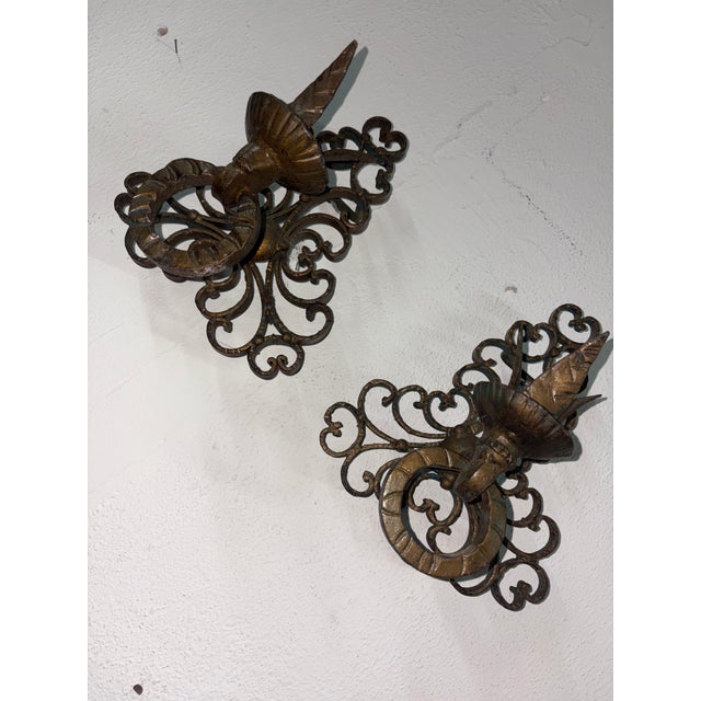 Black Wrought Iron Candleholders, 1900s, Set of 2 For Sale - Image 8 of 10