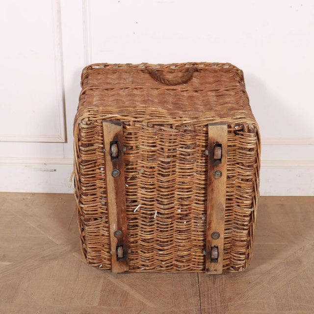 Textile Vintag Country House Log Basket, 1920s For Sale - Image 7 of 9