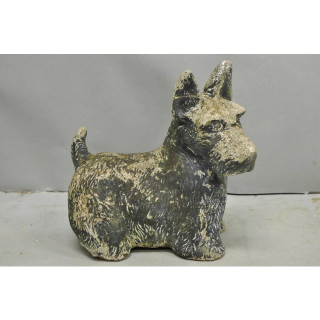 Vintage Scottish Terrier Scotty Dog 12" Small Cast Stone Concrete Garden Figure For Sale - Image 14 of 14