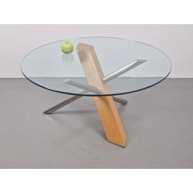 Vintage Cross Leg Coffee Table in Wood and Glass, Italy, 1990s For Sale - Image 6 of 8