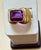 6 Carat Emerald Cut Amethyst Unisex Bezel Set Cocktail Ring in 18 Kt Yellow Gold For Sale In New York - Image 6 of 8