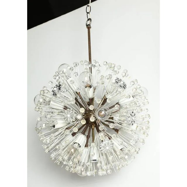 White 1950s Emil Stejnar "Snowball" Brass and Hand Cut Crystal Hanging Pendant For Sale - Image 8 of 10
