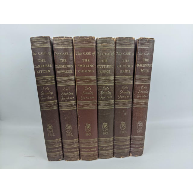 Brown 1946 Erle Stanley Gardner Brown & Gold Gilt Mystery Books, Set of 6 For Sale - Image 8 of 9