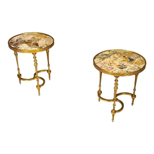 Pair of French Ormolu Marble Gueridons, Circular, 19th Century, Adam Weisweiler