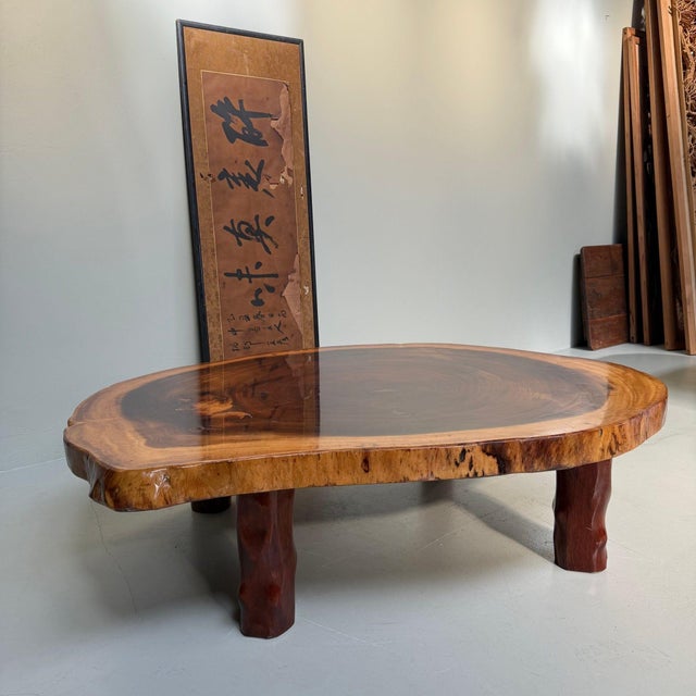 Vintage Japanese Keyaki Tree Trunk Table, 1960s For Sale - Image 4 of 14