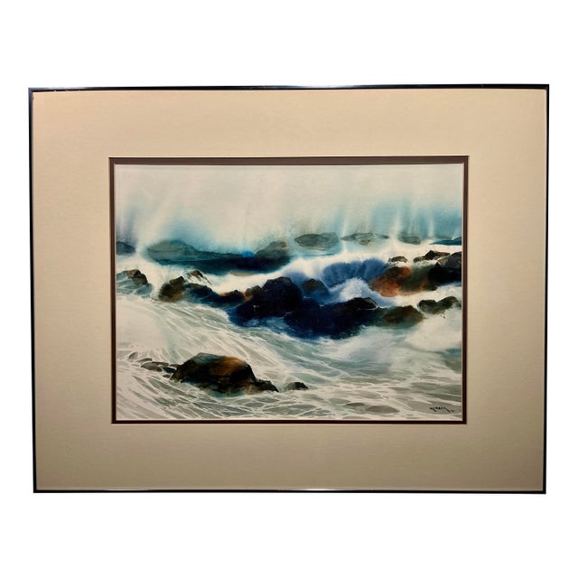 1979 Watercolor Painting by Listed Iranian Artist Alireza Aka Ali Golkar Signed For Sale