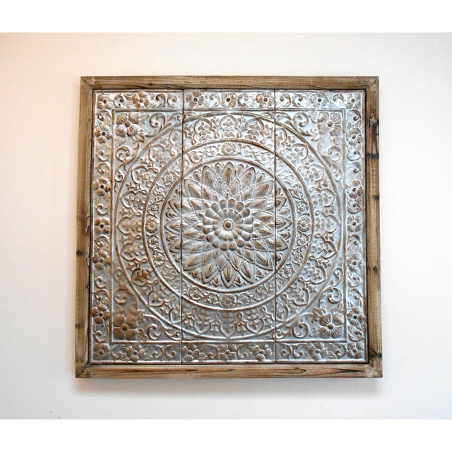 Vintage Punched Tin Ceiling Tile Wall Art | Chairish