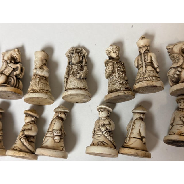 Exceptional Chinese Lacquered Travel Chess Set Lacquered Board & Court Figures For Sale In West Palm - Image 6 of 18