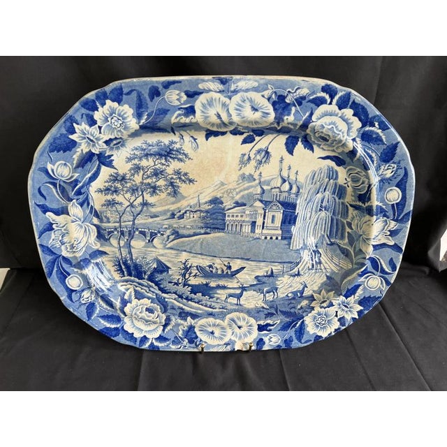 Antique English Blue and White Stoneware Meat Platters, Set of 4 For Sale - Image 14 of 18