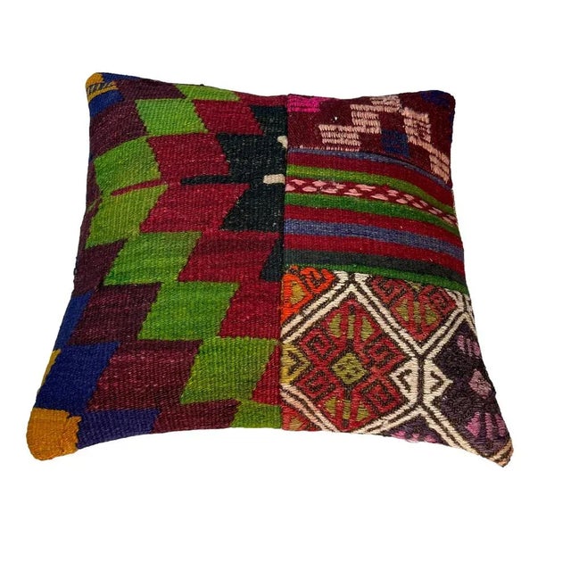 Vintage Turkish Kilim Cushion Cover, 1970 For Sale - Image 4 of 11