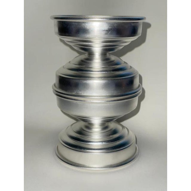 Rl 05 Maxi Candleholder in Silver Plated Brushed Brass by Caspal For Sale - Image 6 of 7