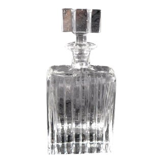 1970s Contemporary Royal Gallery Ridged Cut Crystal Rectangular Decanter For Sale