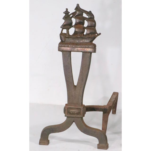 Pr. Vintage Clipper Ship Andirons For Sale - Image 9 of 15