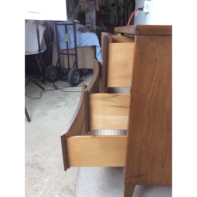 Mid Century Modern Three Drawer Chest With Curved Drawer Fronts and Brass Hardware For Sale - Image 10 of 17