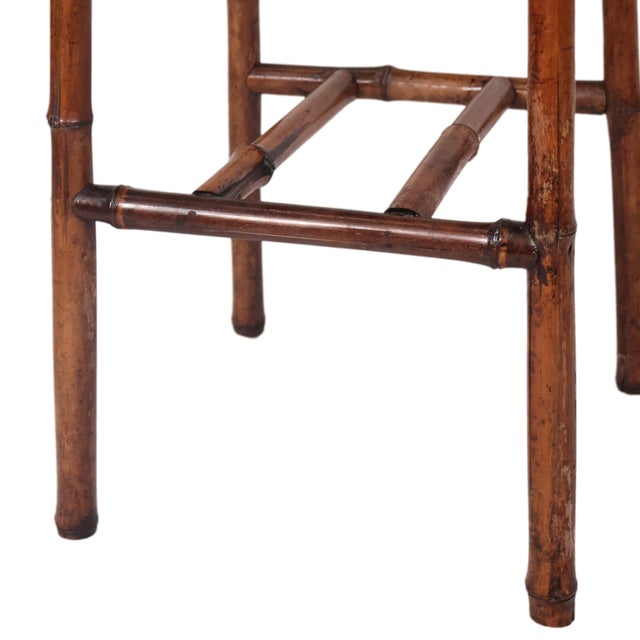 Wood Victorian Bamboo Occasional Table With Lacquered Top, English, Ca. 1880 For Sale - Image 7 of 11