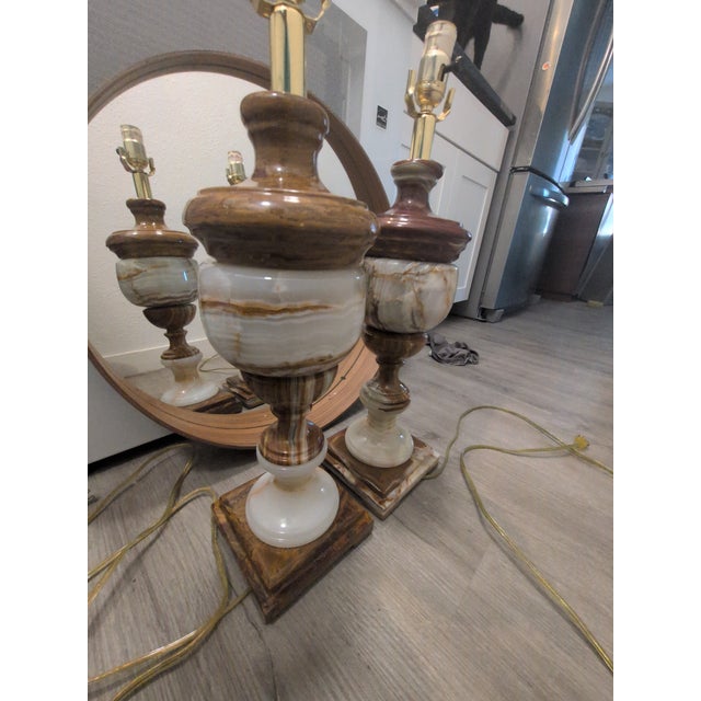 1950s Vintage Onyx Table Lamps - a Pair For Sale - Image 5 of 12